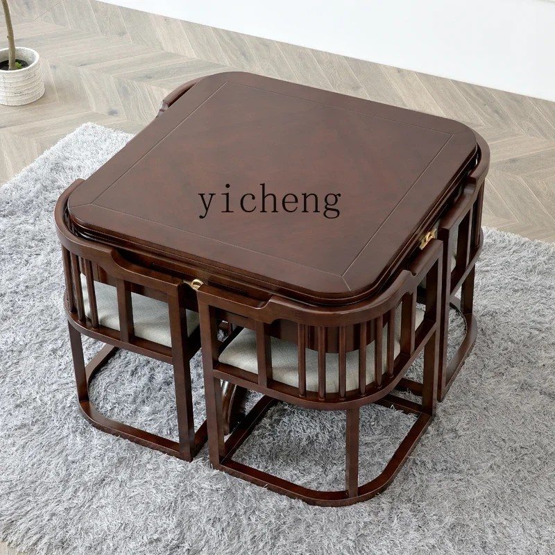 TQH mahjong machine round table dining table dual-purpose electric four-port machine automatic household table mute machine hemp