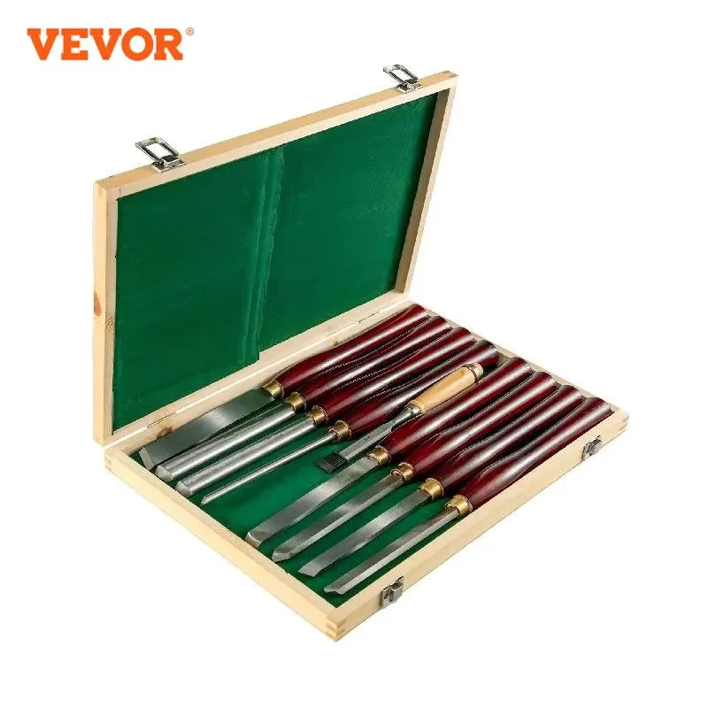 VEVOR 8PCS + 1 Free HSS Lathe Chisel Set for Wood Turning Root Furniture Carving Knife 6.89