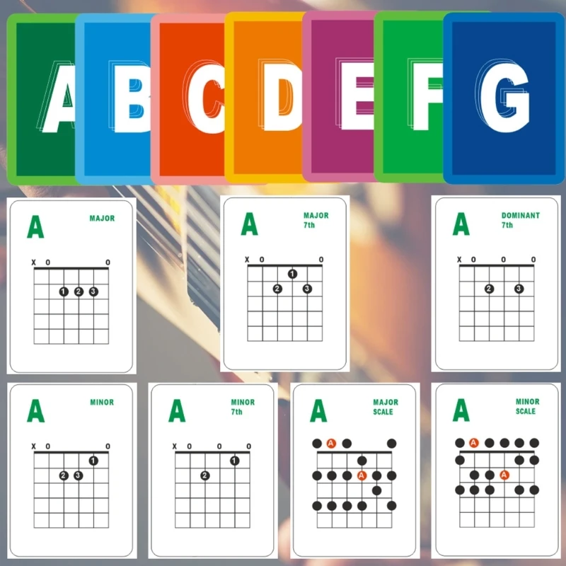 Practical Guitar Chord Cards 49 Popular Guitar Flash Cards Guitar Scale Refrence Cards for Acoustic and Electric Guitars