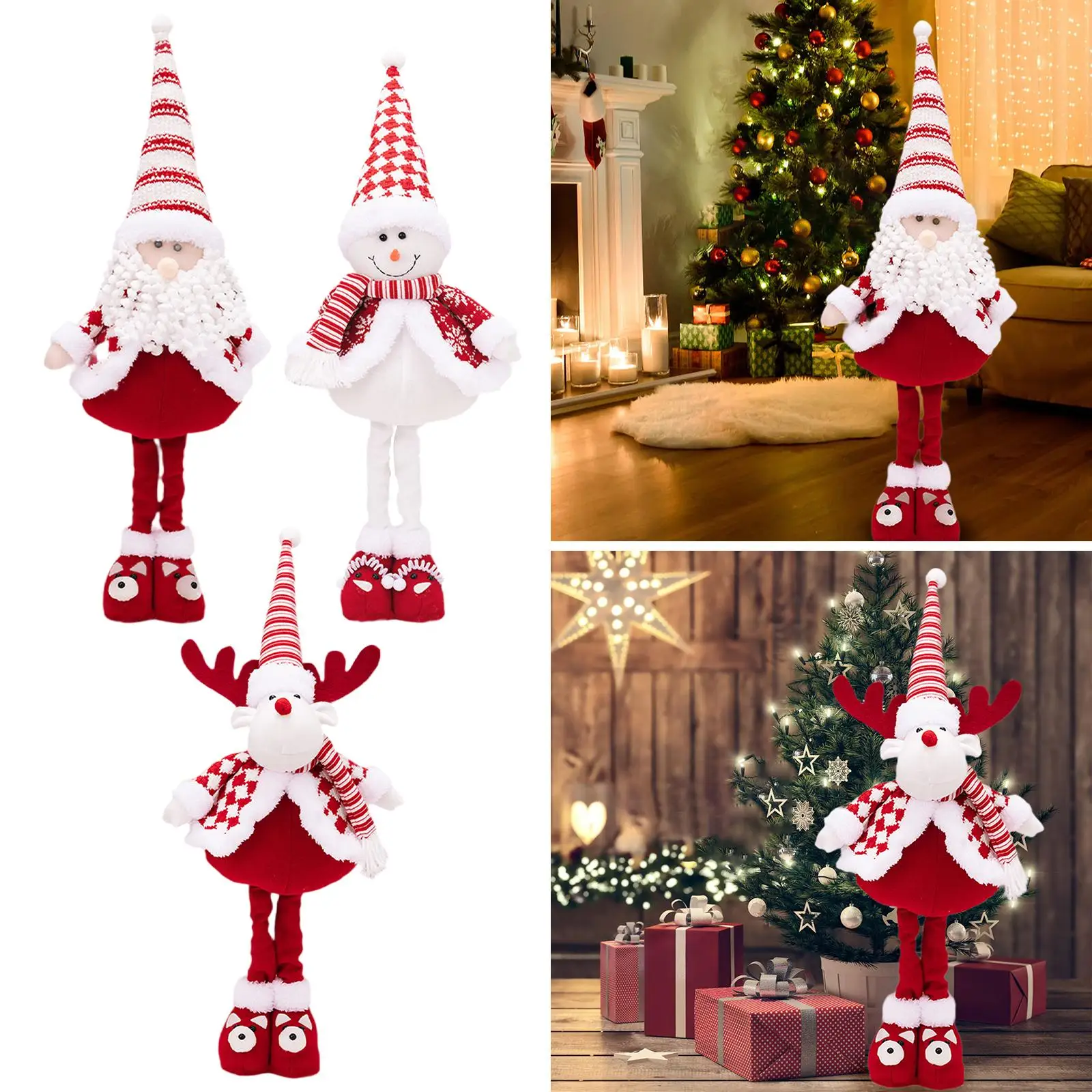 Christmas Doll Figurine Telescopic Extendable Window Display Collection Nordic