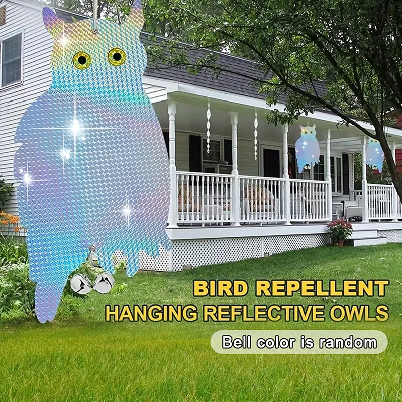 1/2/4/6PCS Outdoor And Garden Decorative Wind Chime Reflective Owl Fake Hawk, Plastic Hanging Reflective Bird Repeller,