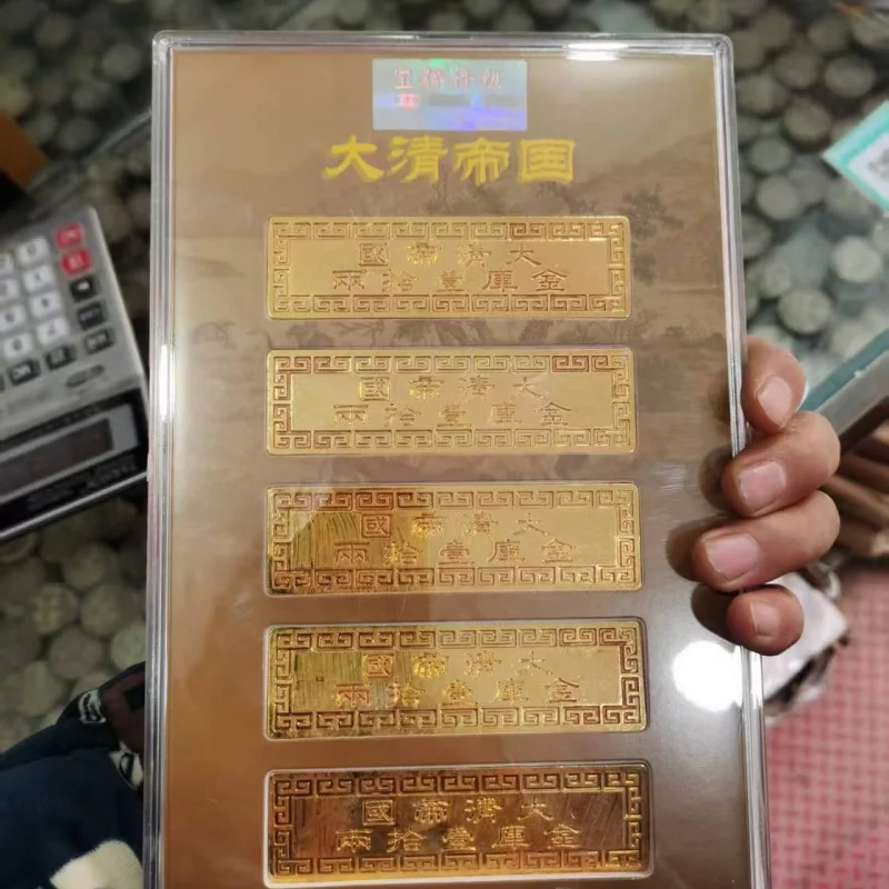 New antique gilt , Qing Dynasty Five Emperors , graded gold bars, decorative crafts