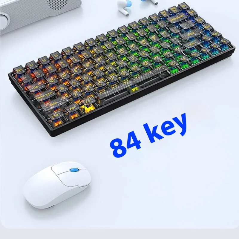 YOAINGO K840 Transparent Keyboard Hot Swappable Customized Russian Lighting Office Gaming E-sports Wired Mechanical Keyboard