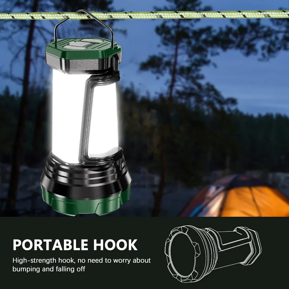 Portable LED Searchlight USB-C Rechargeable Flashlight Outdoor Waterproof Flood Light Output Emergency Camping Lantern Spotlight