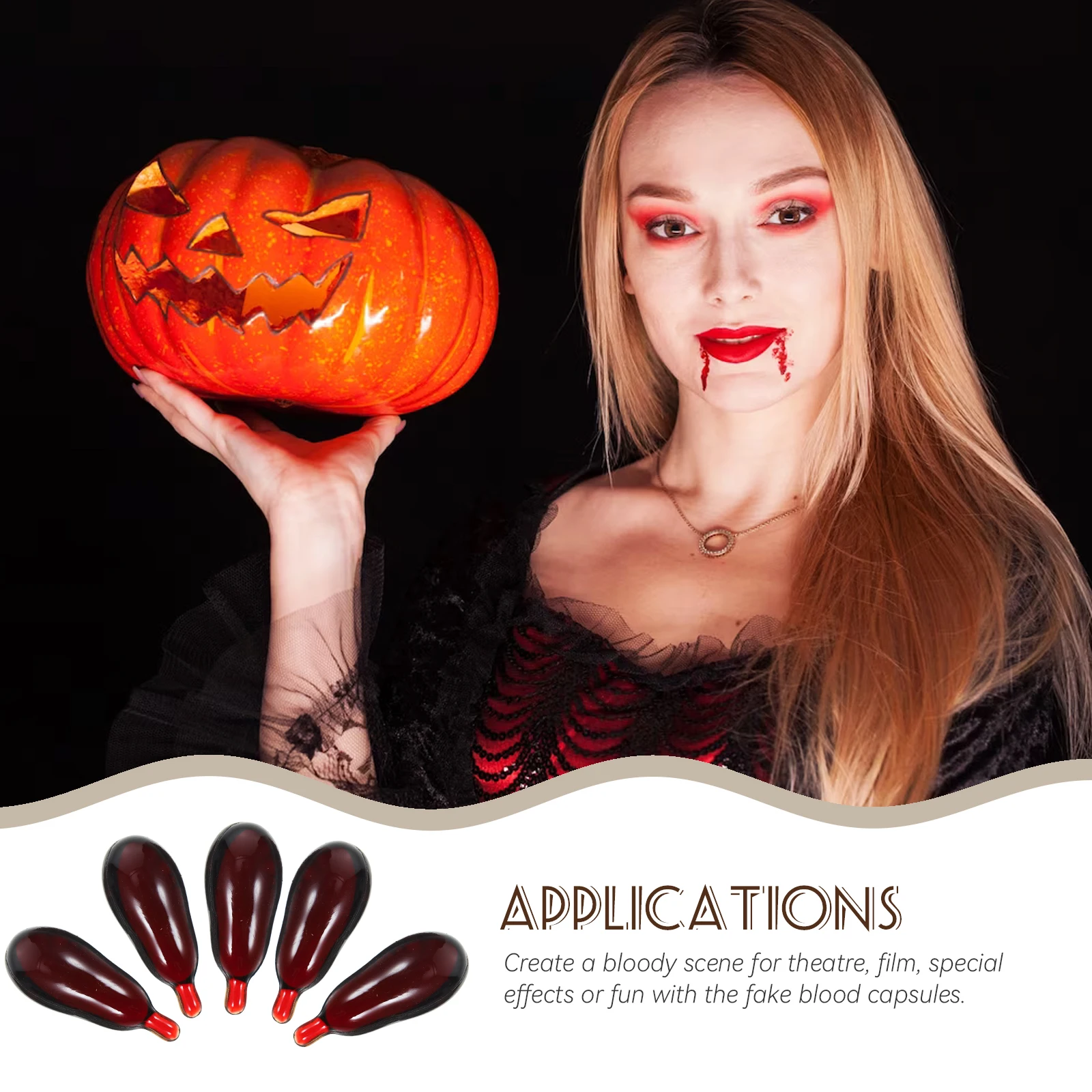 

30 Pcs Blood Pill Props Vampire cosplay Blood Capsule Realistic Fake Blood Pills Halloween Horror Scary Bloody Pills Party Props