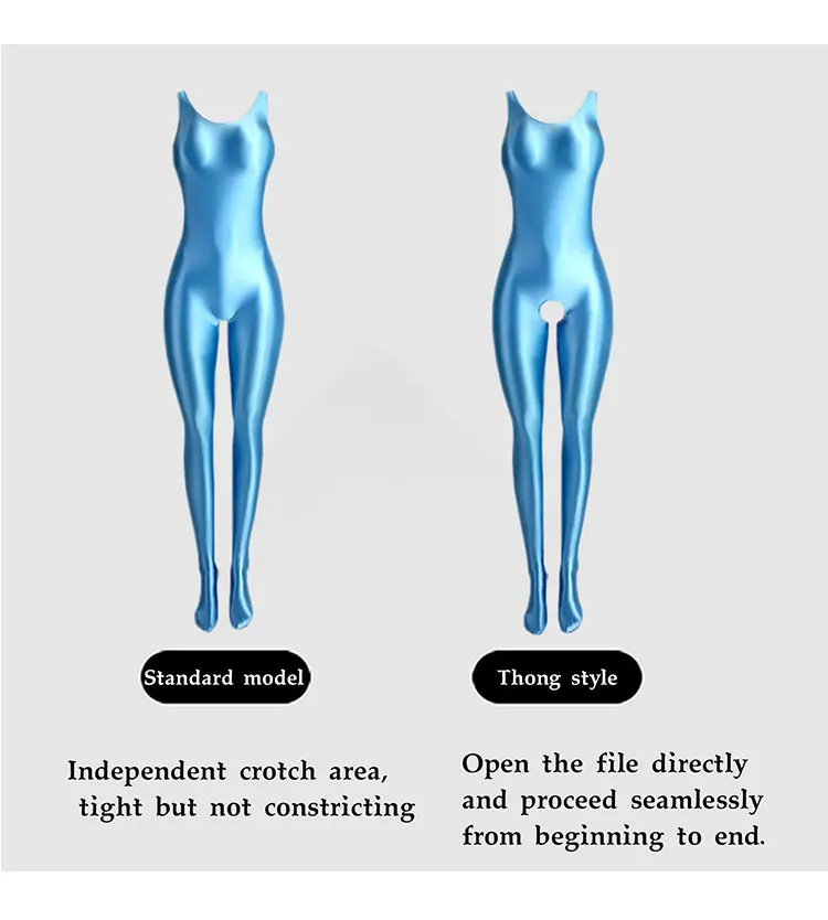 Women's Glossy Long Sleeve Jumpsuit Bodystocking Smooth Bodycon Romper for Gym Yoga Fitness Nightwear Full Bodycon Outfit