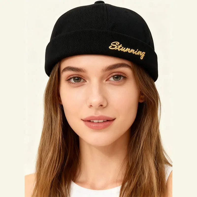 Gorra de vendedor de periódicos con letras unisex, moderna, cálida y elegante sin ala