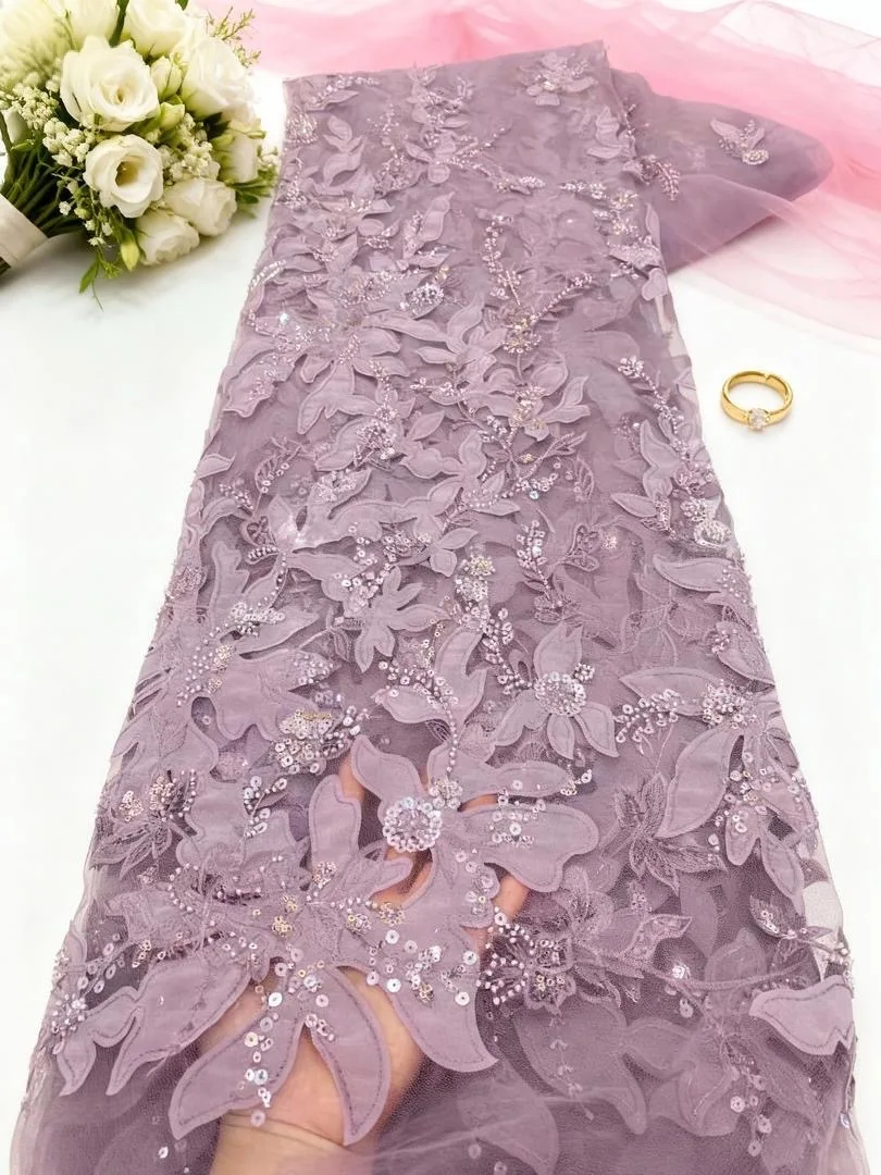 

2025 Sequin-Embellished Mesh Net Fabric Sequins Design Lace African Hot Sale for Exquisite Wedding Party Dresses or Home Dector