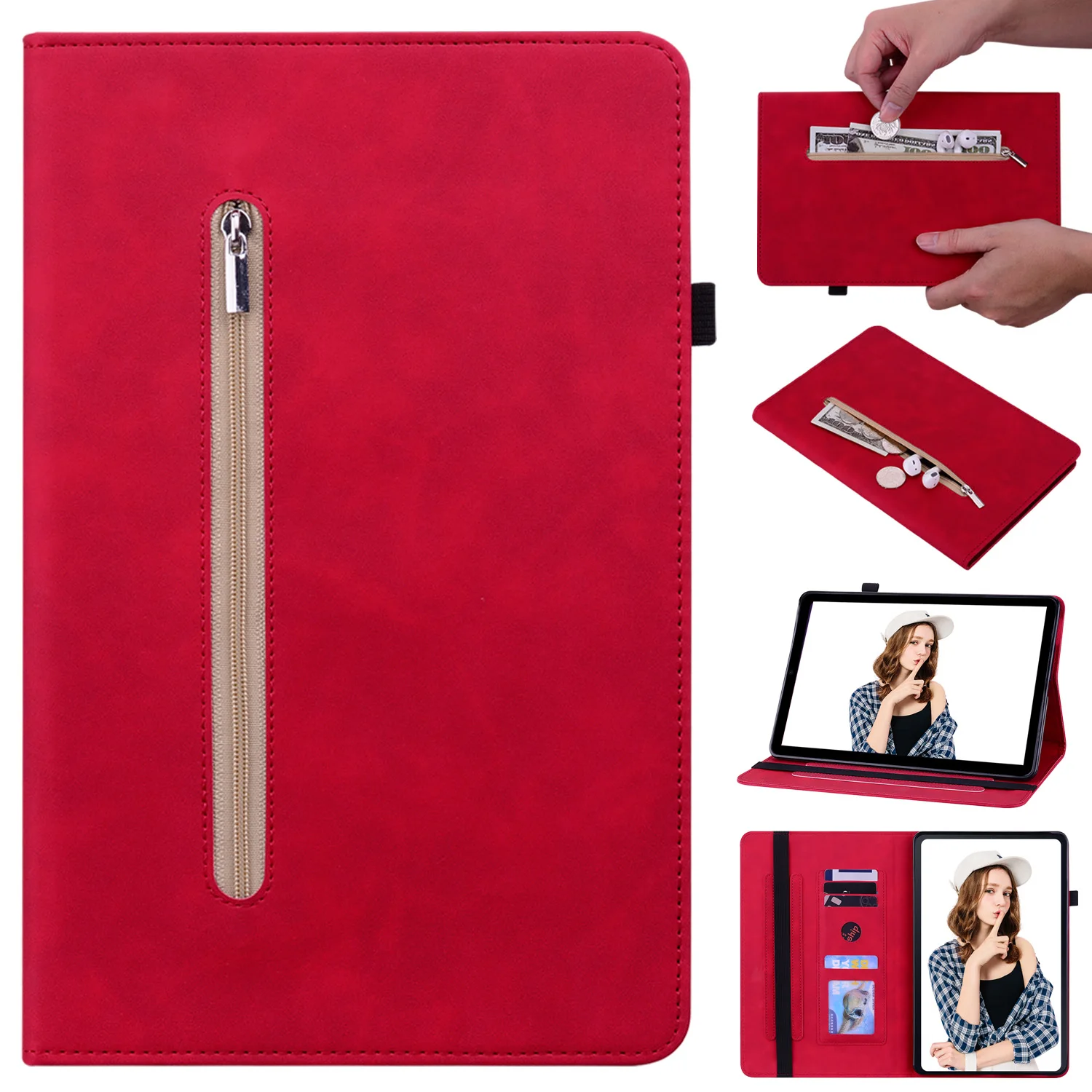 

Zipper Leather Case for iPad 10.9 2022 Pro12.9 2020 4nd Gen 2021 5nd Gen Model A2069 A2379 A2461 A2233 Stand Wallet Bag Cover