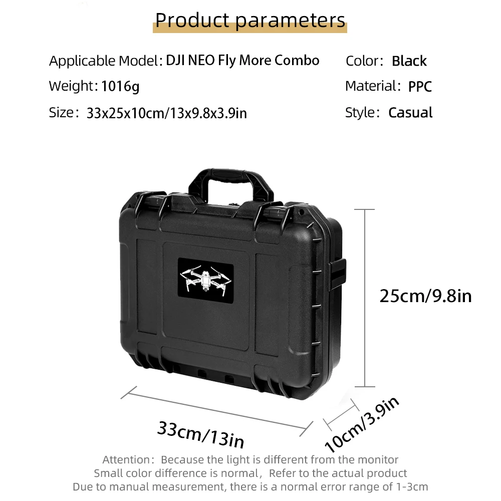 حافظة صلبة مقاومة للماء لجهاز DJI Neo Fly More Combo مع وحدة تحكم عن بعد RC-N3، بطارية طيران ذكية/محور شحن