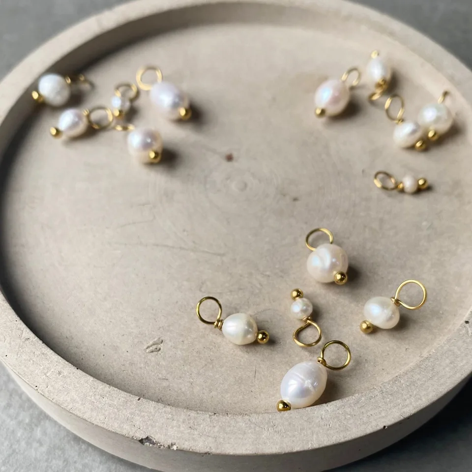 Zierliche Süßwasserperlen-Anhänger für Schmuckherstellung Edelstahl Kleine Perlenanhänger für Halskette Armband DIY Geschenk – Detail 5
