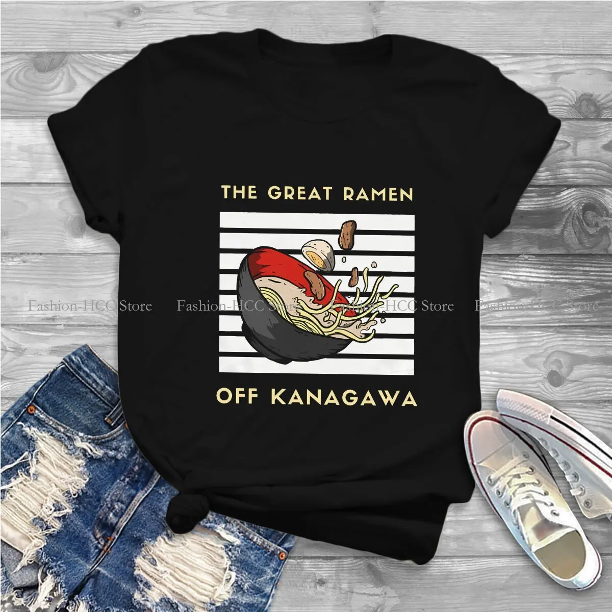 The Great Ramen Off Kanagawa Polyester TShirts kanagawa Essential Personalize Women's T Shirt New Trend Clothing