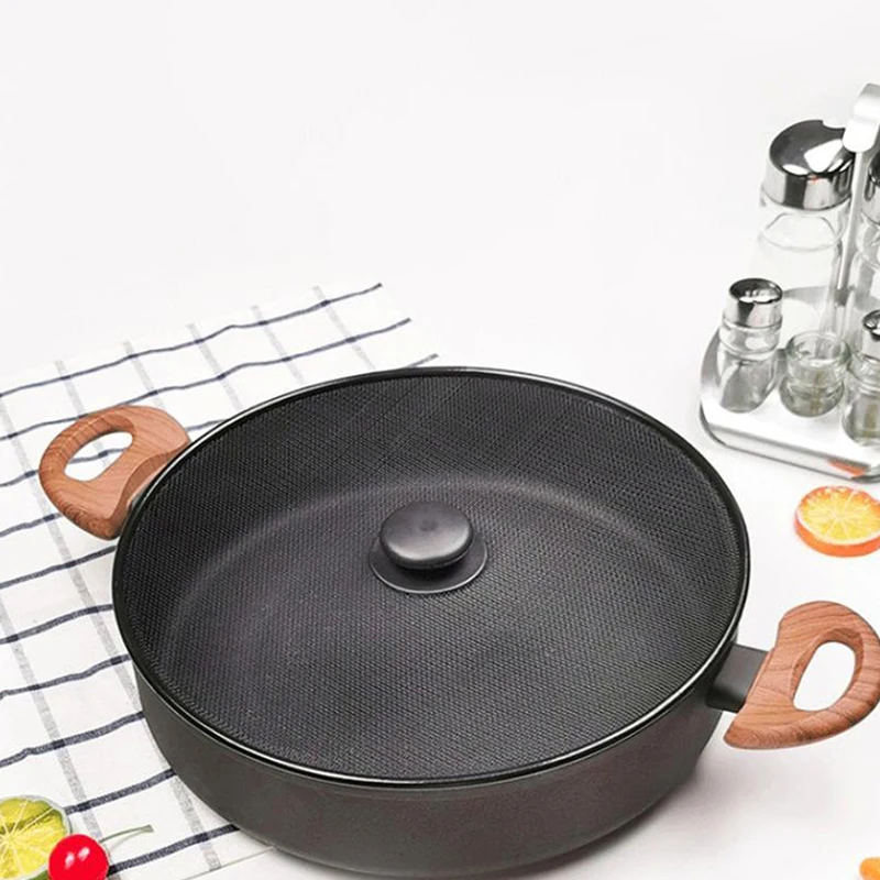 Black Splatter Screen Anti Grease Frying Pan Oil Splash Guard Lid Fine Mesh Splash Guard Cover Lid Kitchen Tools - view 2