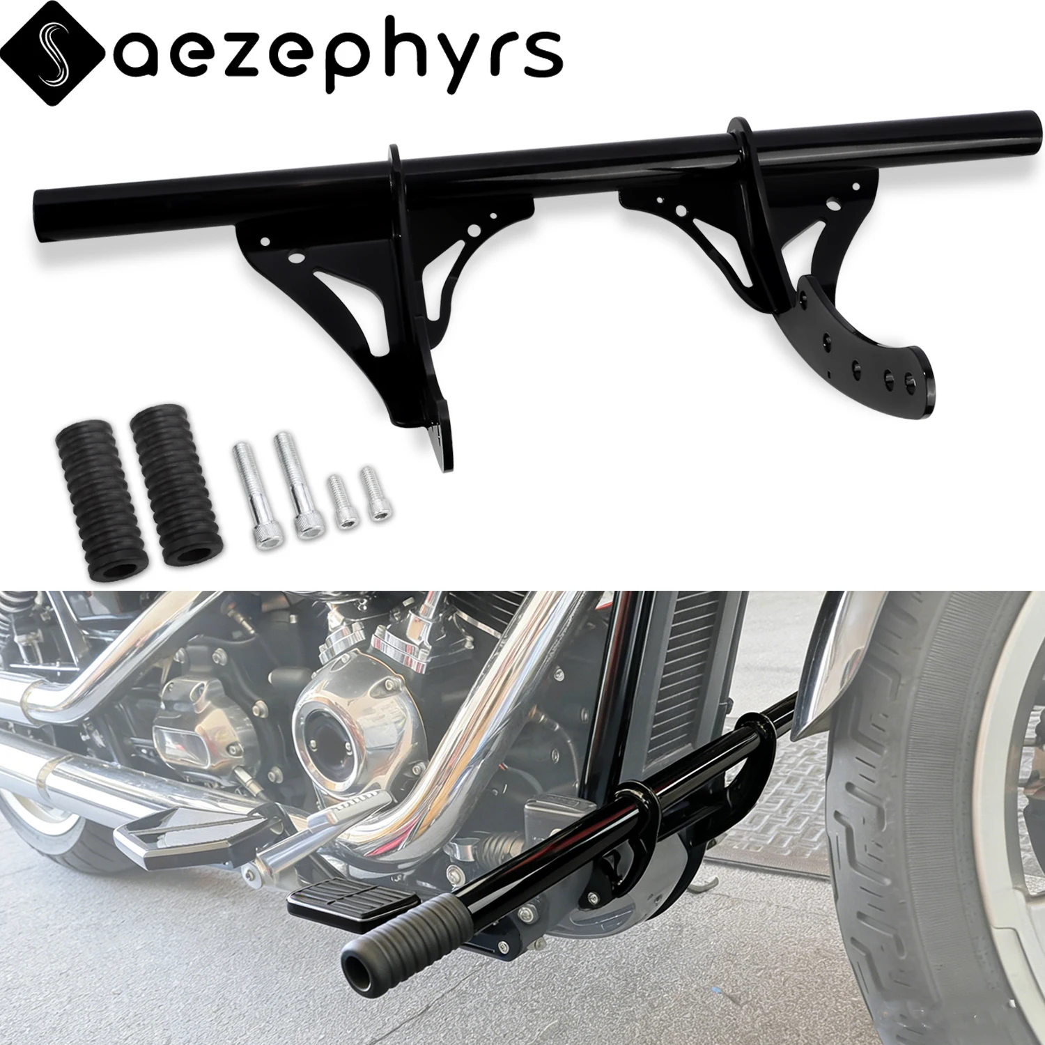 

Motorcycle Front Engine Guard Crash Bar Highway Footpegs Falling Protection For Harley Softail Street Bob Low Rider FXBB 2018-up