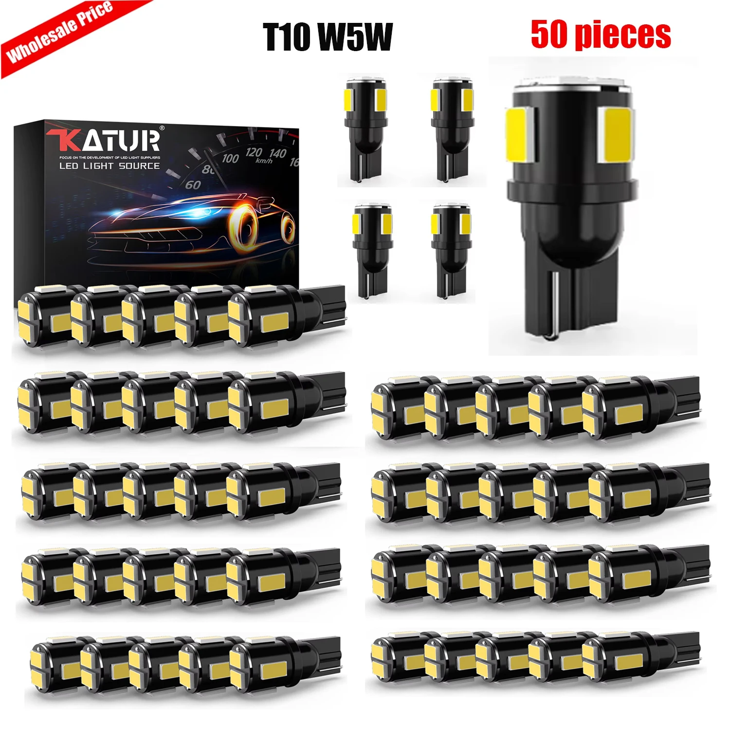 50pcs T10 W5W 194 LED Door Light LED Vanity Mirror Light Compatible with Stock Housing for Mazda MX5 CX5 GH CX-7 GG CX3 CX7 MPV