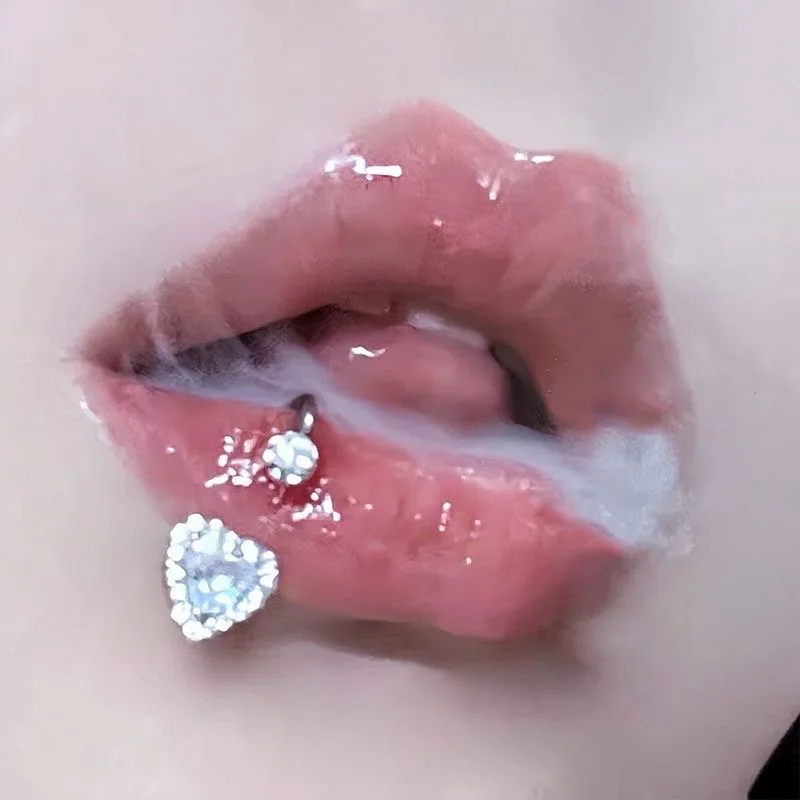 Fashion Love Big Diamonds Mud Ball Labret Piercing Stainless Steel Lip Ring Earbone Ring Sweet Wind Cute Piercing Jewelry