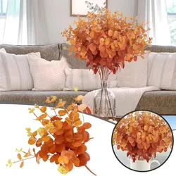 Artificial Leaves Flowers Branches Fall Faux Fall Stems For Thanksgiving Halloween Wedding Dining Table Coral Roses Decorations