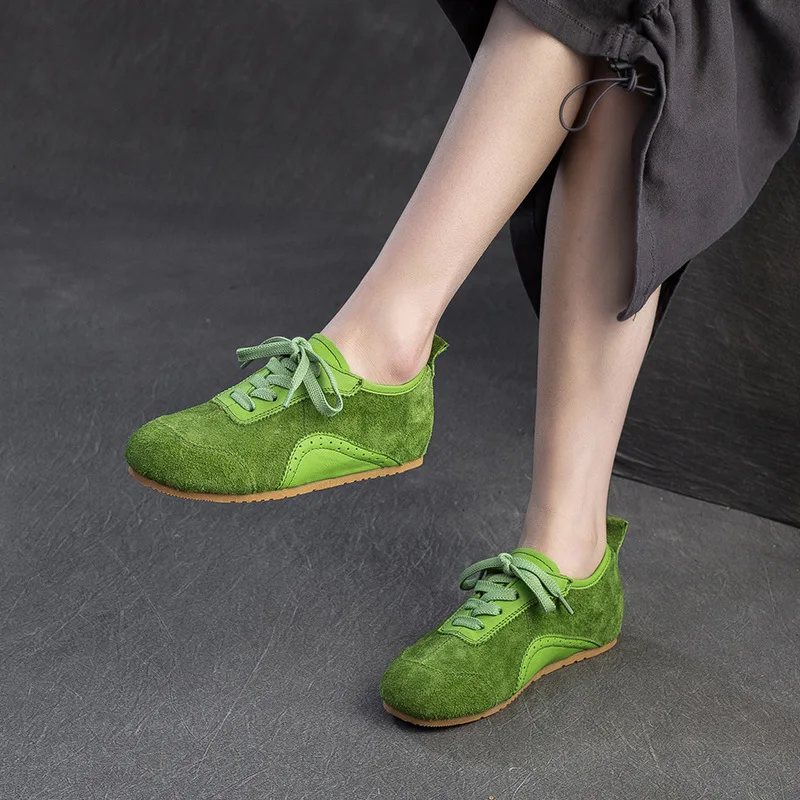 

1cm Cow Suede Genuine Leather Women Breathable Spring Autumn Flats Platform Wedge Platform Wedge Comfy Loafer Shoes Flats