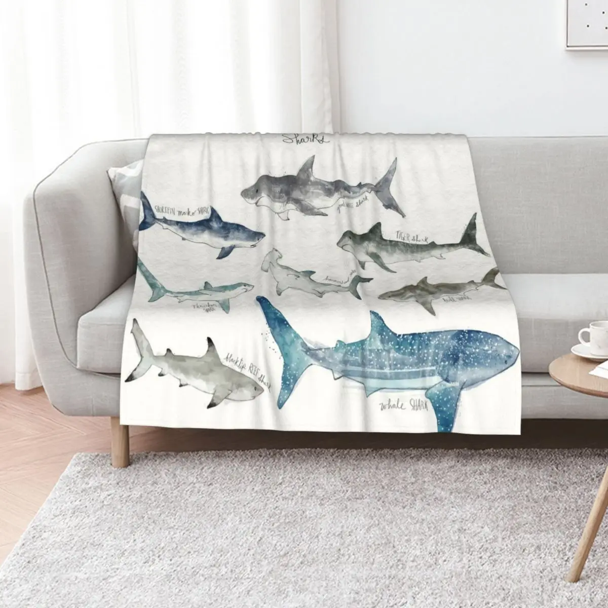 Sharks - Landscape Format Throw Blanket Soft Big Soft Summer Beddings blankets ands Hair funny gift Blankets