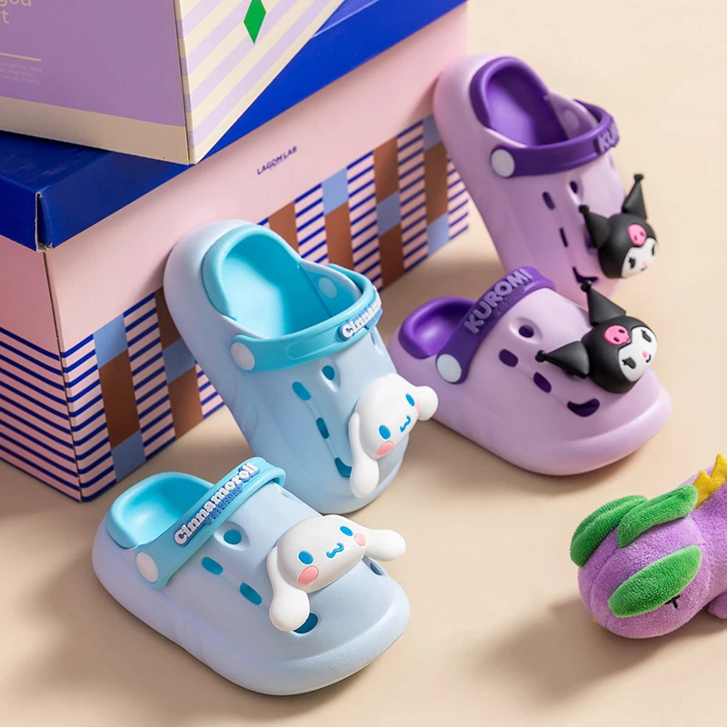 Sanrio scarpe da giardino per bambini pantofole da interno antiscivolo per ragazze fondo morbido deodorante traspirante sandali con fiocco in