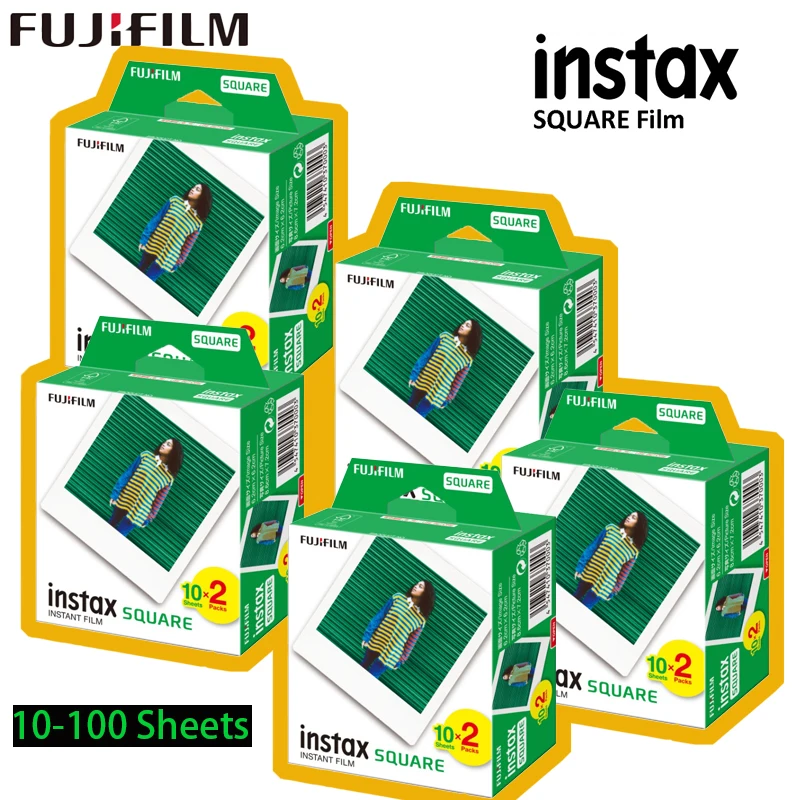 مشاركة SP-3 طابعة حافة بيضاء ورق طباعة الصور ل Instax SQ1 SQ6 SQ20 SQ40 كاميرا فورية Fujifilm Instax Square Film 10-100 ورقة