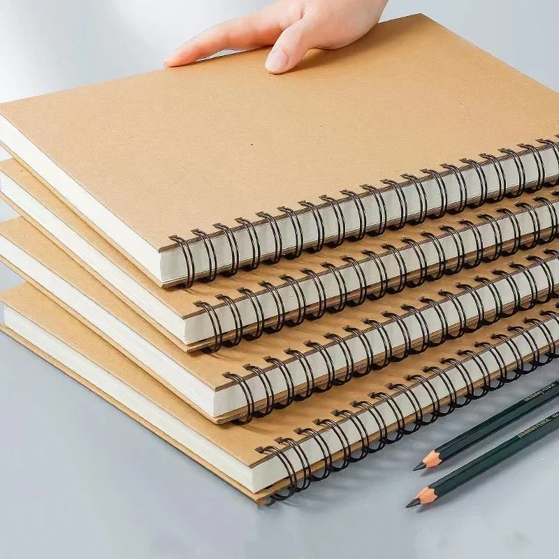 A3/A4/A5/8K/16K Art Sketchbook 160GSM Kraft Paper Spiral Coil Book Office School Supplies Drawing Notepad Stationary