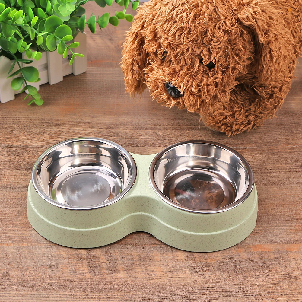 Double Pet Food Bowl Stainless Steel Drinkware Pet Drinking Cats Food Bowl Food Dog Food Puppy Feeding Double Pet Accessories