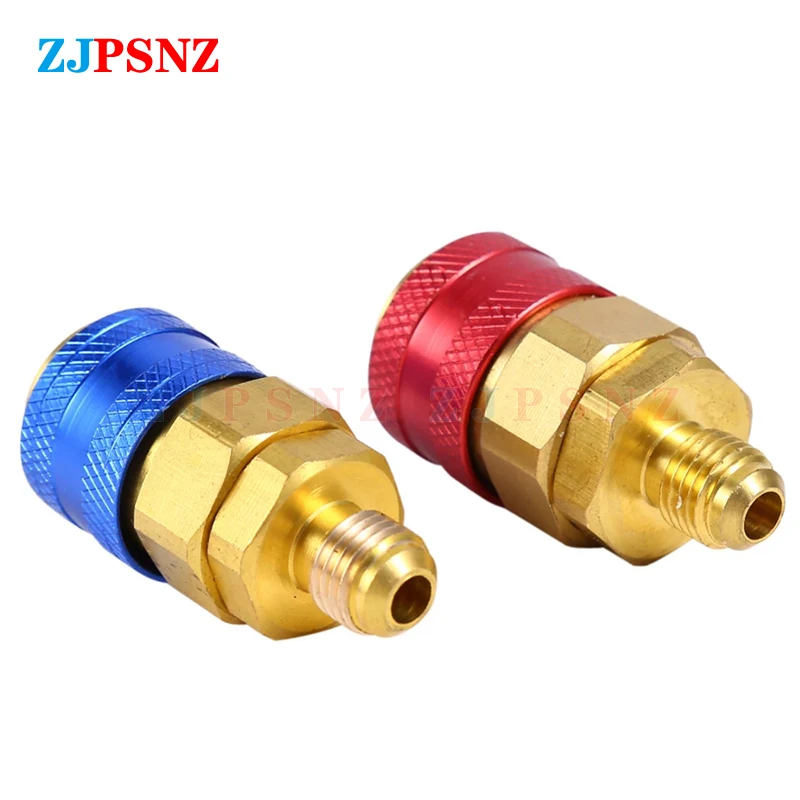 Auto Car Quick Coupler Connector Freon R134A H/L Brass Adapters Air Conditioning Refrigerant AC Manifold Gauge Auto Universal