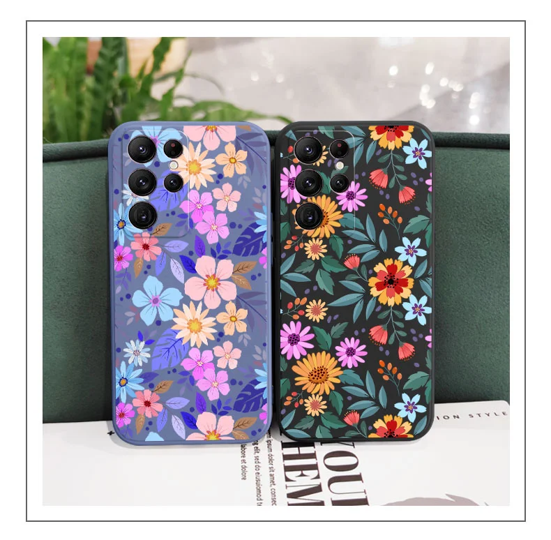 Auffällige Blumen Handyhülle für Samsung Galaxy S25 S24 S23 S22 S21 S20 Ultra Plus FE Note 20 Ultra 10 9 Plus Cover – Detail 7