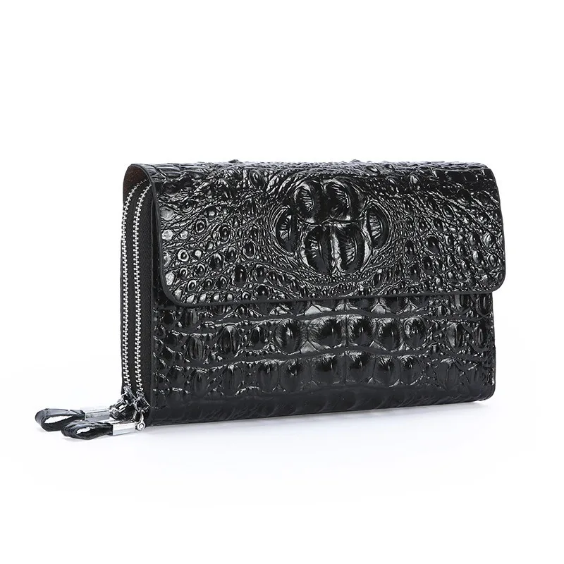 Men Crocodile Pattern Zipper Wristlet Bag PU Leather Clutch Bag High Quality Envelope Bag Money CellPhone Purses And Handbags