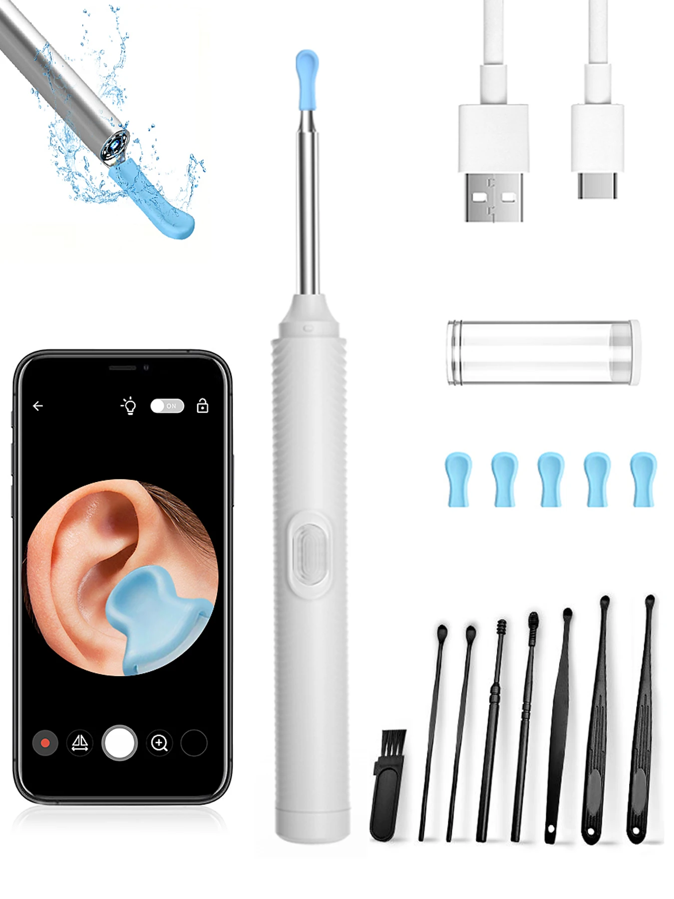 

Ear Wax Removal - Earwax Remover Tool with 8Pcs Ear Set - Ear Canal Cleaner with 1080P Camera Ear Camera for iOS & Android