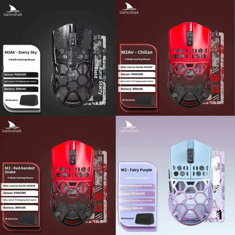 

Cool Darmoshark M2 Magnesium Alloy Three-Mode Wireless Small Mouse Lightweight Bluetooth 2.4g Live Game Office Gifts Competitive