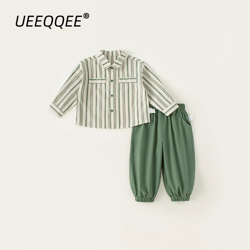 Spring Autumn Children Clothing Sets 1-10Y Girls Cotton Striped Shirts+Pants 2 Pieces Set Korean Toddler Wear For Kids Clothing