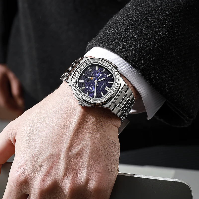 Men's Automatic Mechanical Watch, 2025 Summer New Style, Trendy Skeletonized Moon Phase Three-Hand Watch, High-End Selection