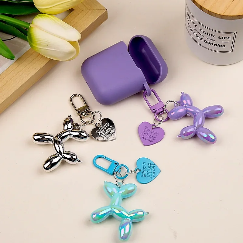 Creative Ins Cartoon Balloon Dog Alloy Love Keychain Pendant Dij Jewelry Accessories Bag Earphone Cover Hanging