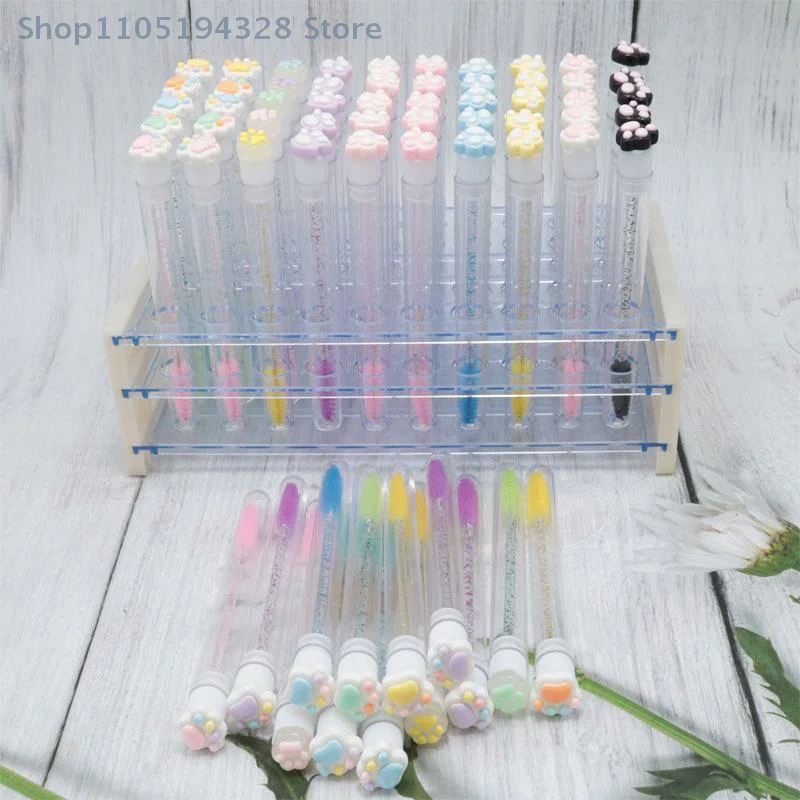 [MP]再利用可能な漫画風猫の足型マスカラワンドチューブまつげブラシ防塵収納クリーナー使い捨てまつげスプーリー