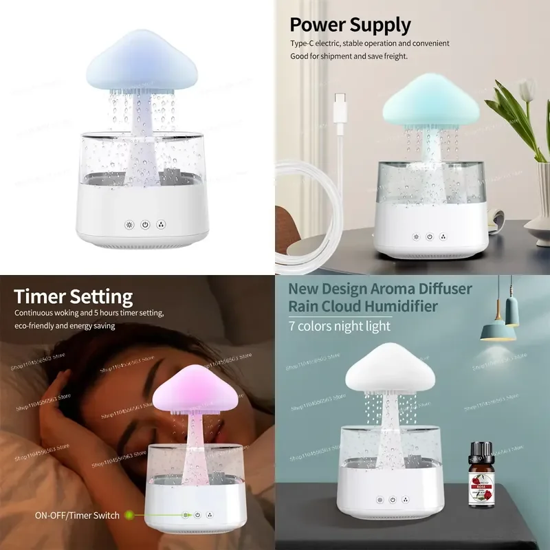 Downcloud raindrops, aromatherapy machine, colorful night light, essential oil aromatherapy, remote control, humidifier