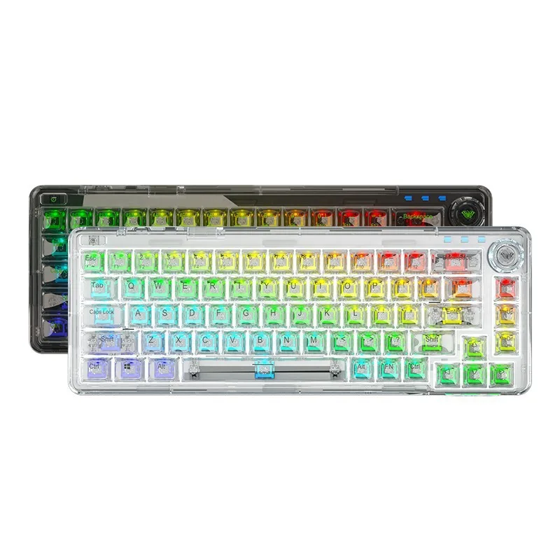 

Mechanical keyboard transparent bluetooth wireless three-mode RGB customized hot swap