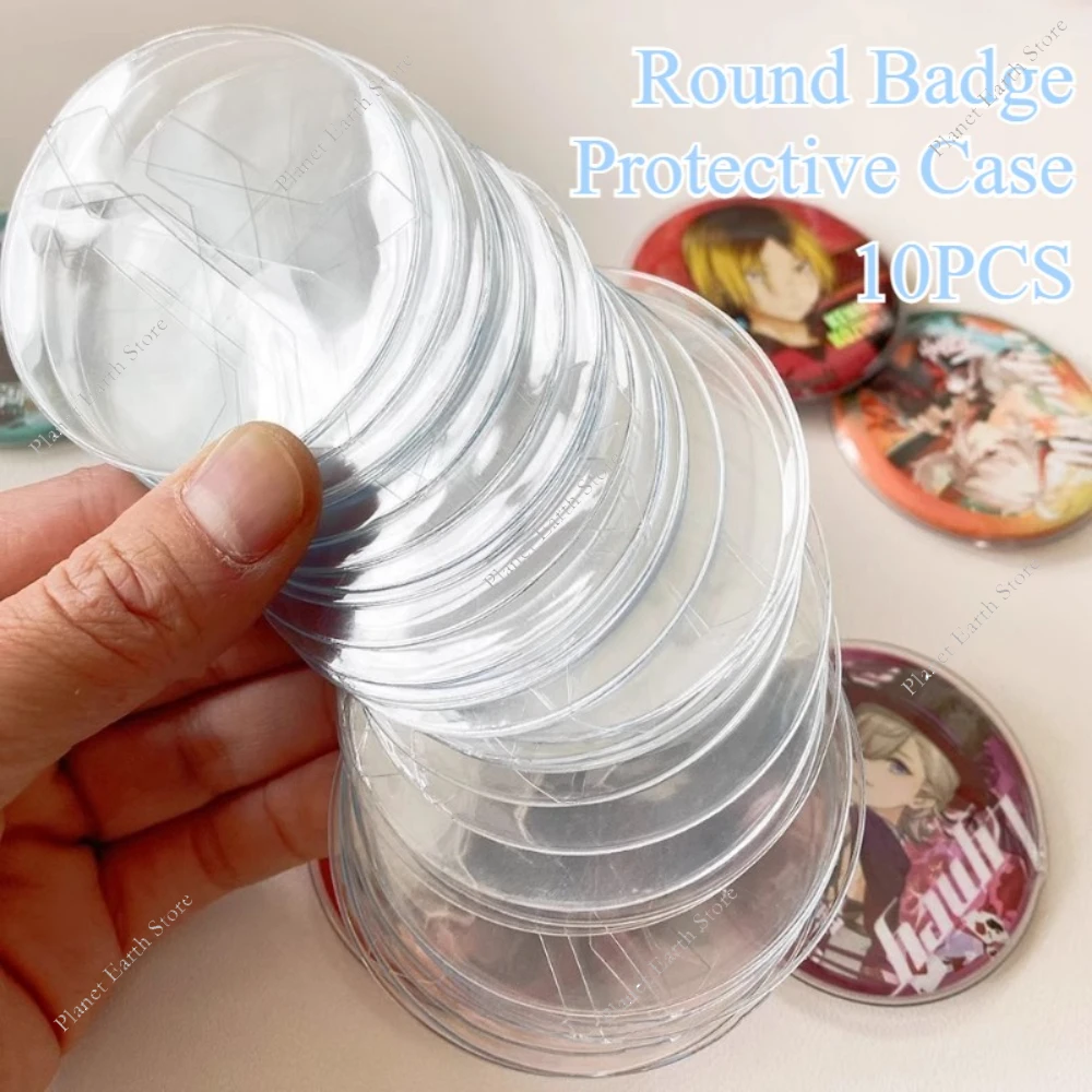 10/20Pcs Klare Runde Abzeichen Schutzhülle Pins Badgedisplay Hülse Anime Abzeichen Dekoration Schutz Abzeichen Display Tasche Abdeckung