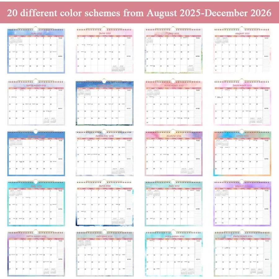 Kalender 2026 - Wandkalender draait van januari 2026 tot december 2026-12 Maandkalender met dik papier voor planning en organisatie f