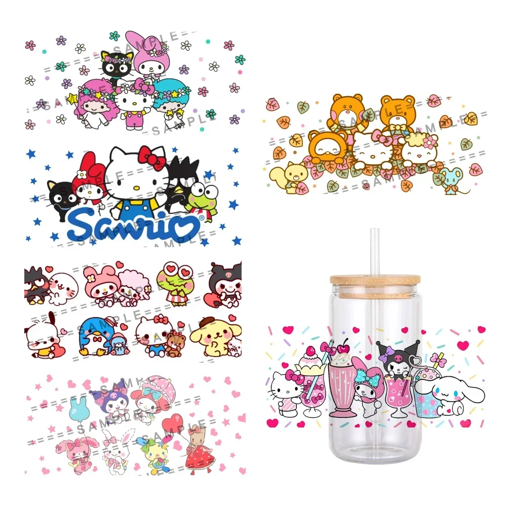 11x24cm Mini Japan Sanrio Cartoon Characters UV DTF Transfer Sticker Wrap For Bottle Cup Glasses Custom Logo Simple To Use