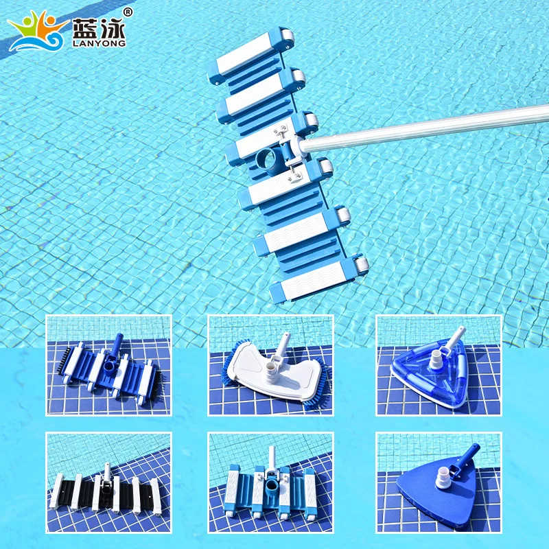 Swimming Pool Vacuum Head Weighted Suction Head with Brush 14 16 19 25 Inch Aluminum Alloy Pool Cleaning Equipment