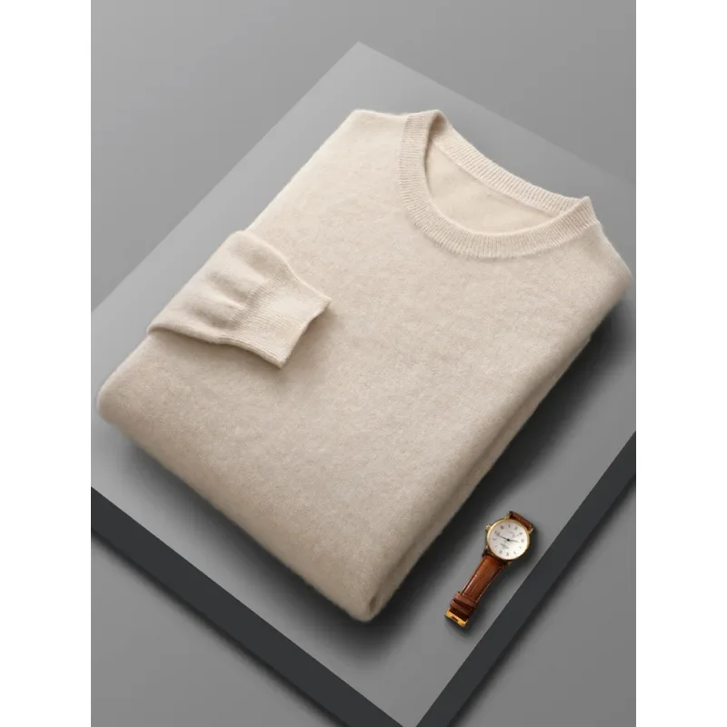 Spring Autumn 100% Wool Pullover Sweater Men O-neck Long-sleeve Cashmere Knitwear Female Clothing Mens Clothing