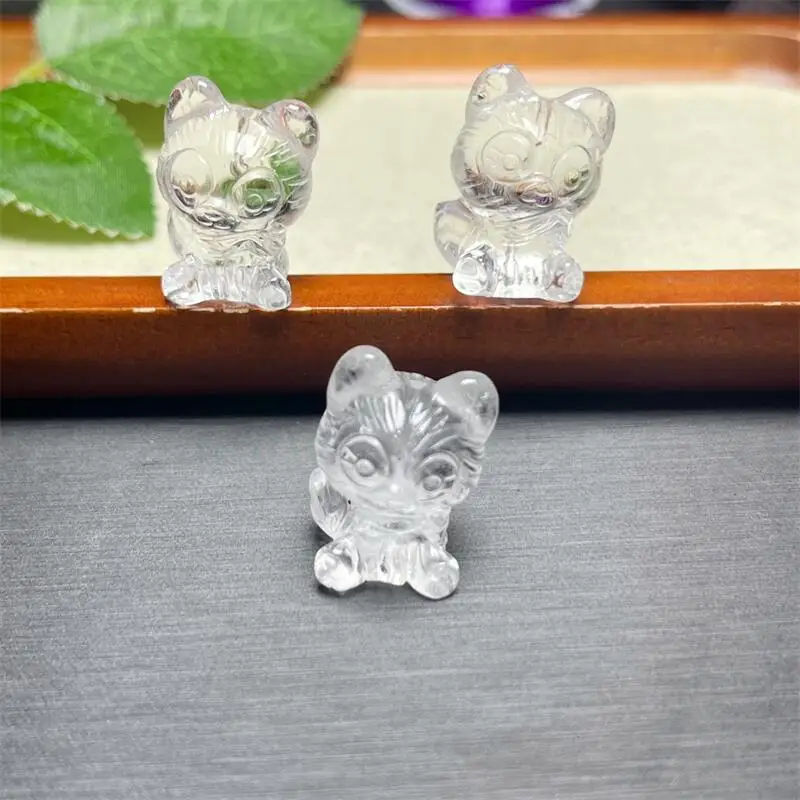 5PCS Natural Clear Quartz Cartoon Carving Healing Gemstone Carved Figurine Gift Fashion Jewelry For Women Gift 23MM