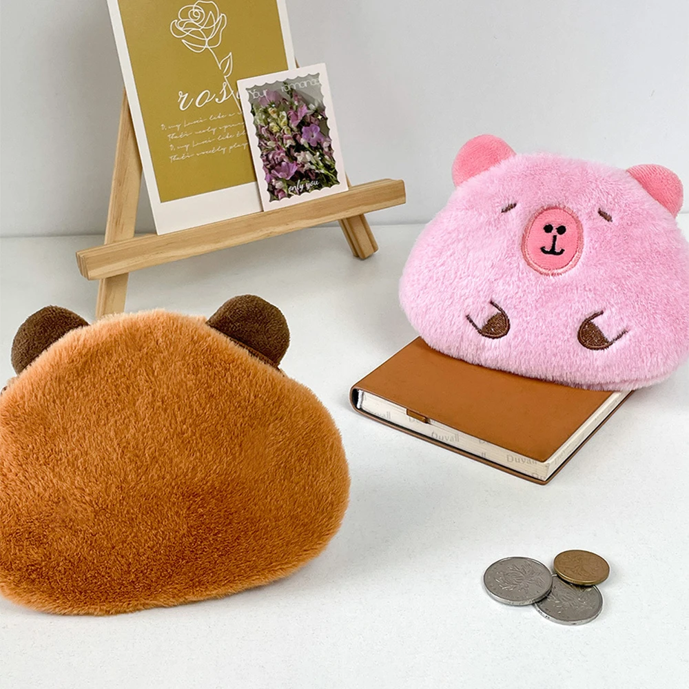 Cute Plush Cartoon Capybara Coin Soft Plush Stuffed Doll Keychain Toys Small Wallet Guinea Pig Bag Pendant Backpack Decor