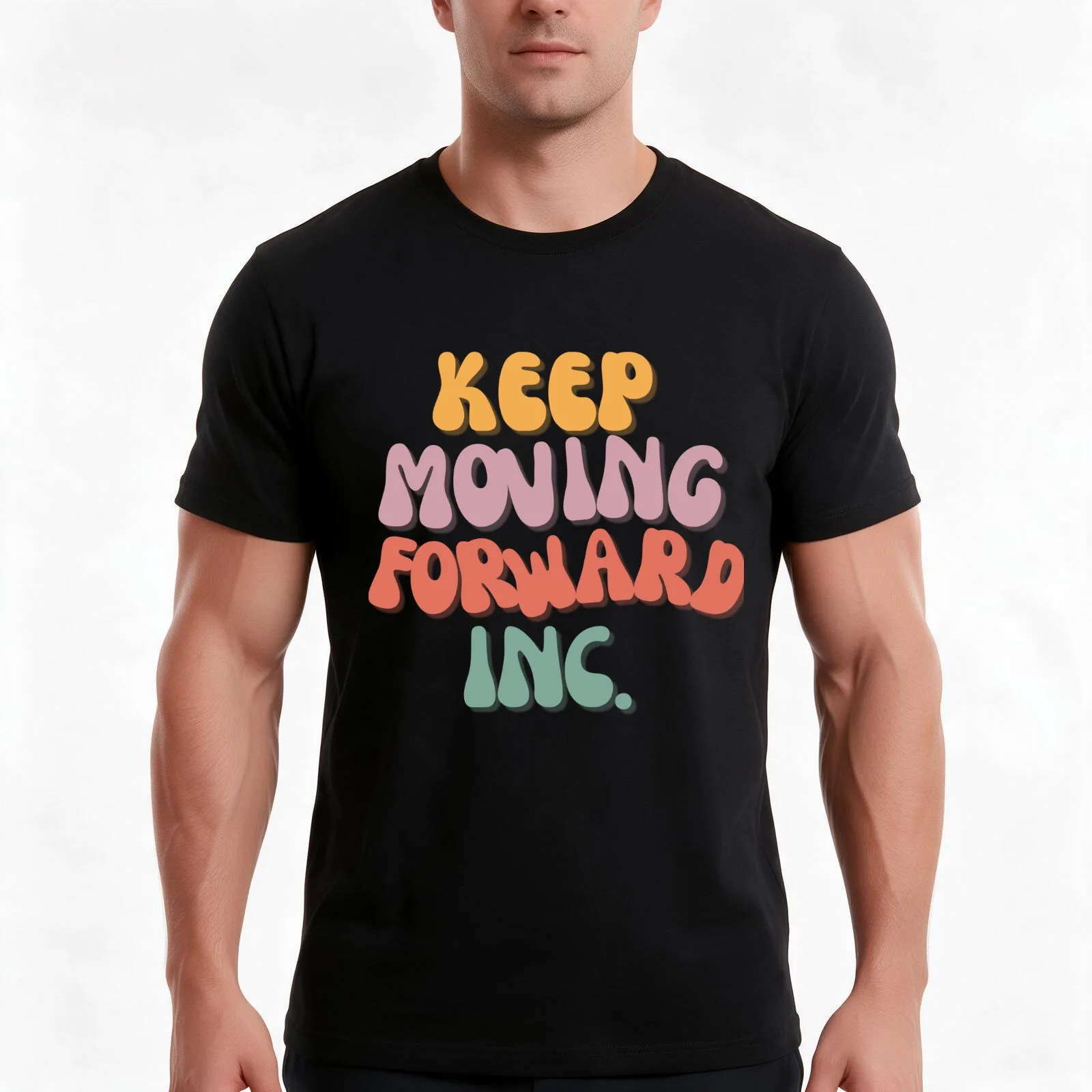 Keep Moving Forward Retro - dark T-Shirt, Summer Casual Cotton Tee, Oversized Streetwear Tops, Vintage Graphic Print