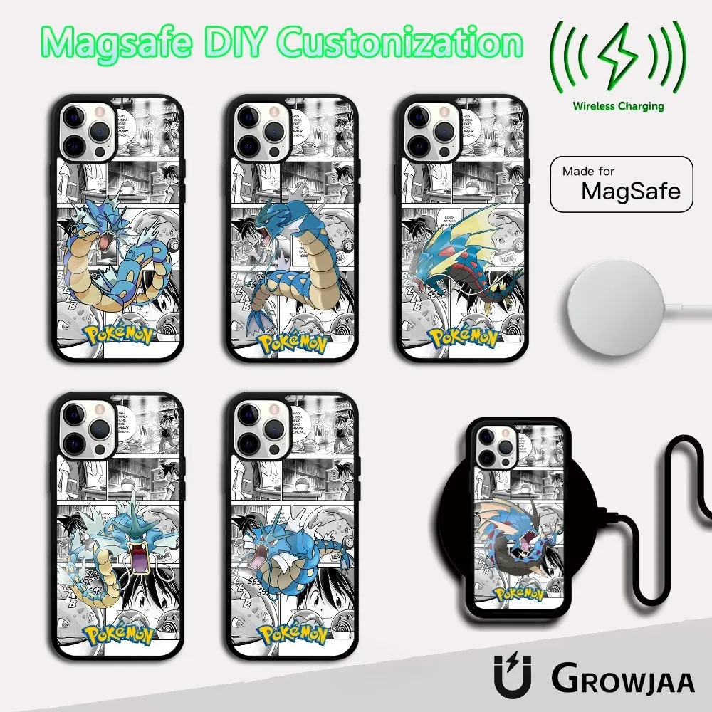 

Funny Cartoon Gyarados Phone Case For iPhone 16 15 14 13 12 11 Pro Max Plus Mini Magsafe Mirror Wireless Magnetic Cover