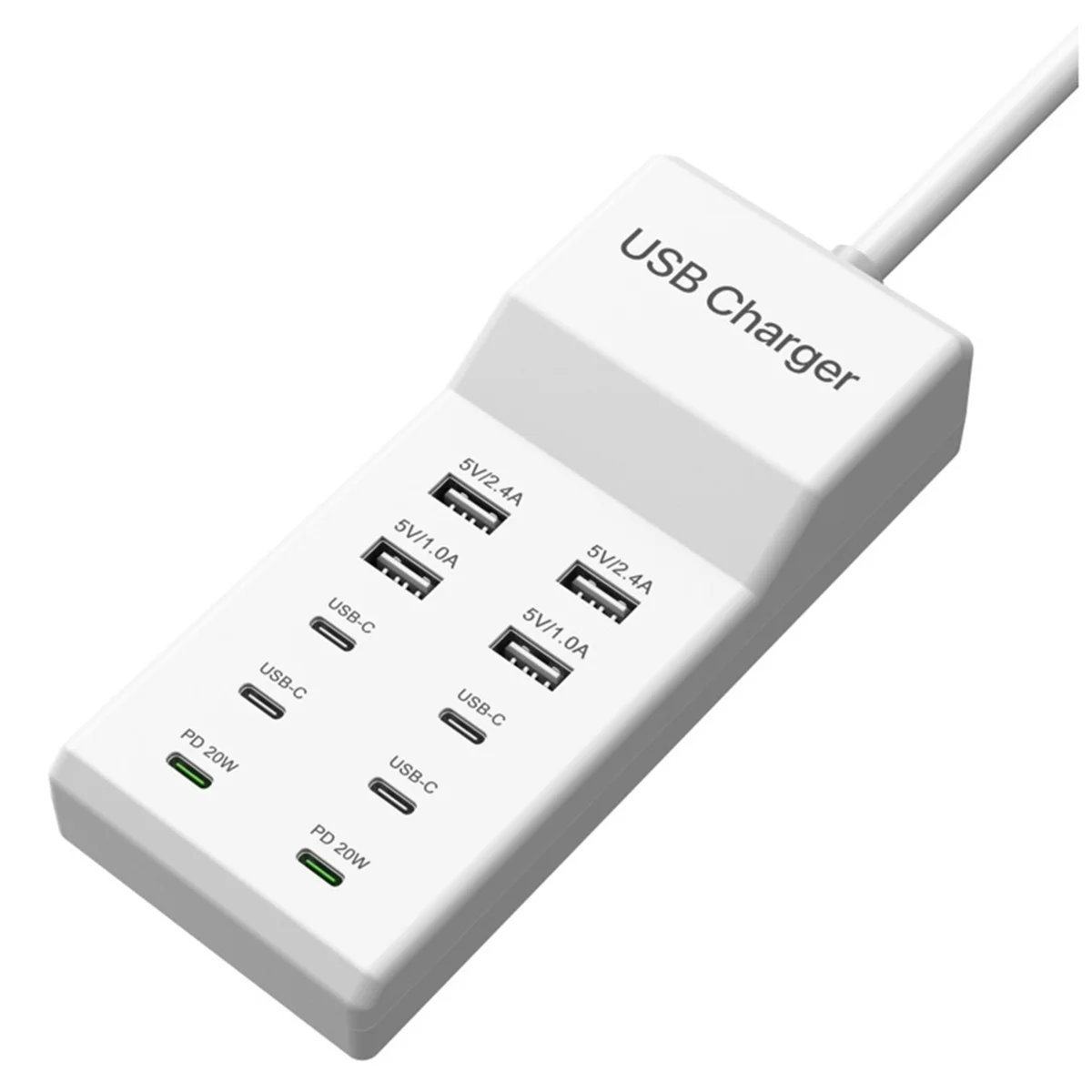 Estação de carregamento usb c de 10 portas, 100w, desktop, usb pd, carregador rápido para vários dispositivos, tira de energia usb rápida, plugue ue