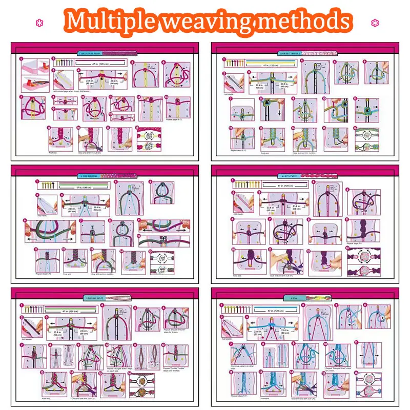 Zestaw do robienia liny ręcznej dla dziewczynek Zabawki dla dzieci Kolorowa bransoletka Tworzenie plecionki Trening sensoryczny Rękodzieło Zabawki Prezent Gry dla dziewczynek