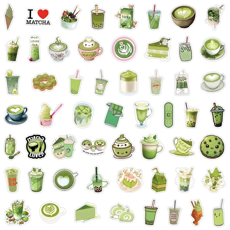 10/30/55PCS Kawaii Green Matcha PVC Sticker Aesthetic Decoration Scrapbooking Supplies DIY Children's Hand Accounting